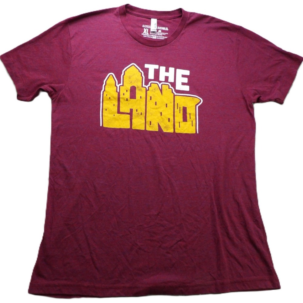 Cleveland Clothing The Land Graphic T Shirt Tri Blend USA Men XL Paper Thin Red